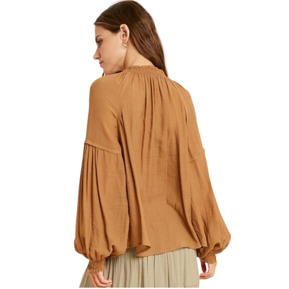 Wishlist drawstring scoop neck blouse relaxed fit size M/L - Picture 11 of 12